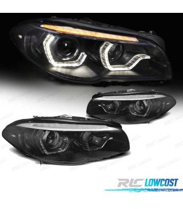 FARÓIS BMW F10 F11 10-13 XENON AFS 3D ANGEL EYES LED DRL DINAMICOS PRETOS