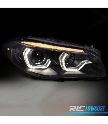FARÓIS BMW F10 F11 10-13 XENON AFS 3D ANGEL EYES LED DRL DINAMICOS PRETOS