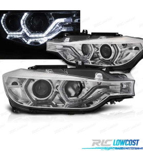 FARÓIS BMW F30 F31 11-15 XENON AFS ANGEL EYES LED DRL CROMO