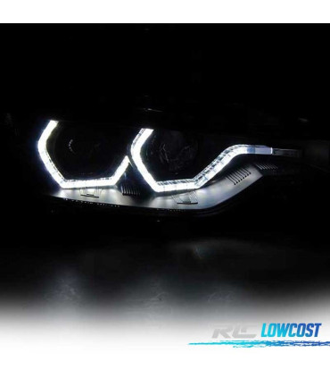FARÓIS BMW F30 F31 11-15 XENON AFS ANGEL EYES LED DRL PRETO