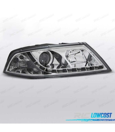 FARÓIS SKODA OCTAVIA 2 04-08 XENON LUZ DIURNA LED CROMADOS