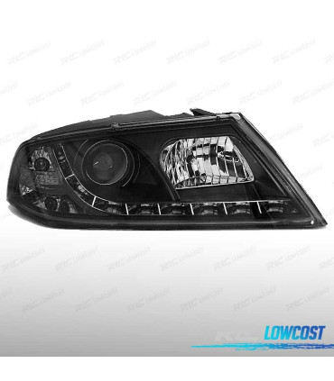 FARÓIS SKODA OCTAVIA 2 04-08 XENON LUZ DIURNA LED PRETO