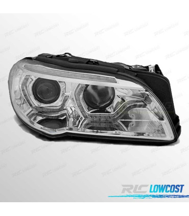 FARÓIS BMW F10 F11 10-13 XENON OJOS ANGEL LED 3D DRL DINAMICOS CROMADO