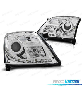 FARÓIS OPEL VECTRA C 02-05 XENON LUZ DIURNA LED DRL CROMADO