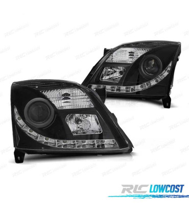 FARÓIS OPEL VECTRA C 02-05 XENON LUZ DIURNA LED DRL PRETO