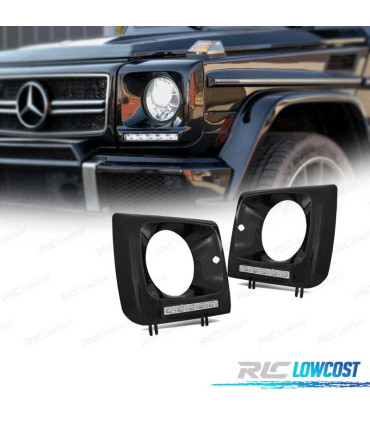 CONJUNTO LUZ DIURNA FRONTAL MERCEDES W461 W463 01-12 DRL LED PRETO
