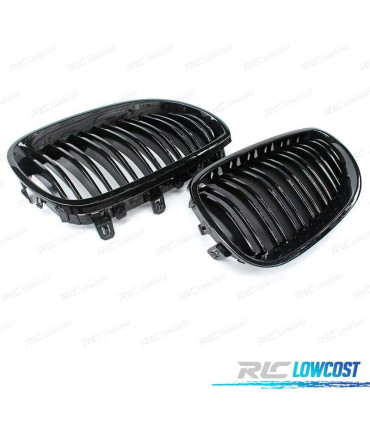 GRELHAS FRONTAIS DUPLAS BMW E60 03-10 PRETO BRILHANTE LOOK M5