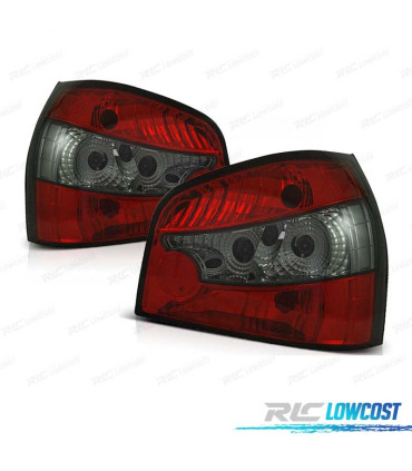 FAROLINS TRASEIROS AUDI A3 8L 96-00 HATCHBACK VERMELHO FUMADOS LEX