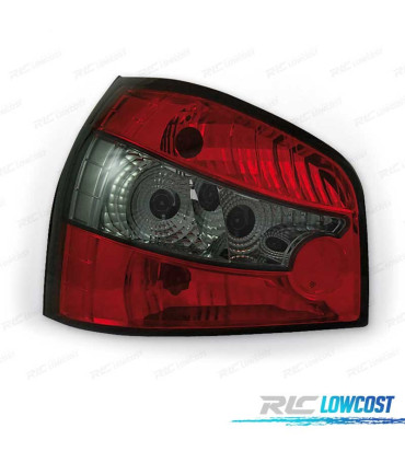 FAROLINS TRASEIROS AUDI A3 8L 96-00 HATCHBACK VERMELHO FUMADOS LEX