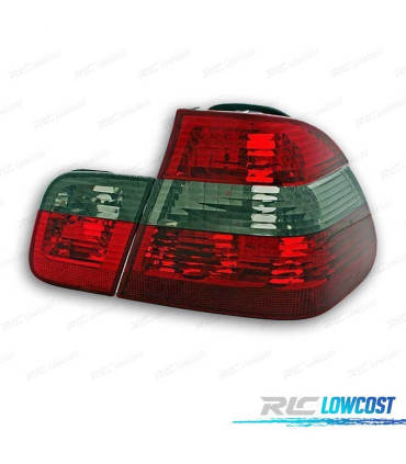 FAROLINS TRASEIROS BMW SEDAN E46 01-05 VERMELHO FUMADO