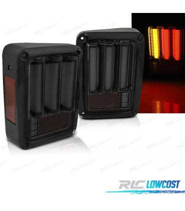 FAROLINS TRASEIROS PARA JEEP WRANGLER JK 07-18 LED BAR FUMADO PRETO