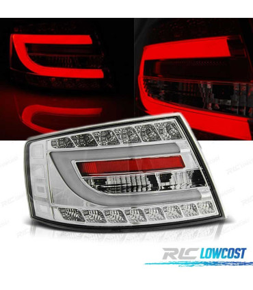 FAROLINS TRASEIROS AUDI A6 C6 SEDAN 04-08 CROMADO LED 7PIN