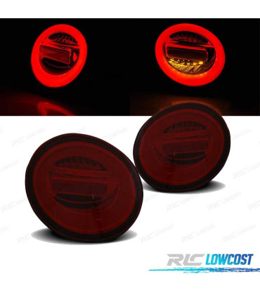 FAROLINS TRASEIROS VOLKSWAGEN VW NEW BEETLE 98-05 HATCHBACK LED DINÁMICOS VERMELHO FUMADO