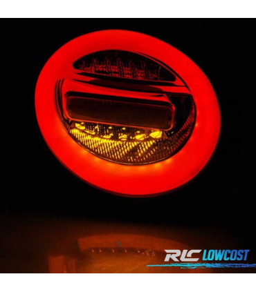 FAROLINS TRASEIROS VOLKSWAGEN VW NEW BEETLE 98-05 HATCHBACK LED DINÁMICOS VERMELHO FUMADO