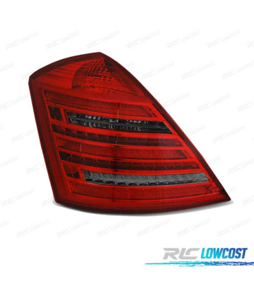 FAROLINS TRASEIROS MERCEDES W221 CLASE S 05-09 LED DINÁMICO LOOK W222 VERMELHO FUMADO