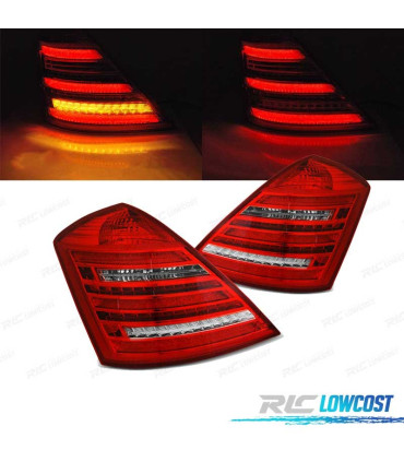 FAROLINS TRASEIROS MERCEDES W221 CLASE S 05-09 LED DINÁMICO LOOK W222 VERMELHO BRANCO