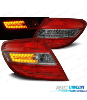 FAROLINS TRASEIROS LED PARA MERCEDES W204 SEDAN 07-10 VERMELHO FUMADO
