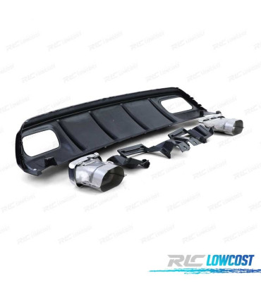 DIFUSOR MERCEDES CLASE A W176 12-18 LOOK A45 AMG PRETO BRILHANTE + PONTEIRAS DE ESCAPE