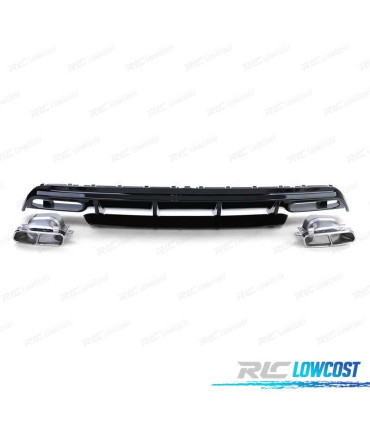 DIFUSOR MERCEDES CLASE A W176 12-18 LOOK A45 AMG PRETO BRILHANTE + PONTEIRAS DE ESCAPE
