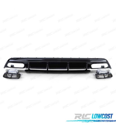 DIFUSOR TRASEIRO MERCEDES CLASE A W176 15-18 LOOK A45 AMG PRETO BRILHANTE + PONTEIRAS