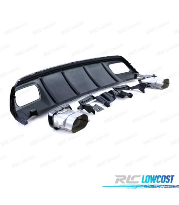 DIFUSOR TRASEIRO MERCEDES CLASE A W176 15-18 LOOK A45 AMG PRETO BRILHANTE + PONTEIRAS