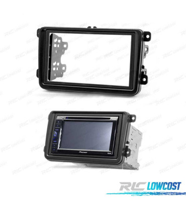 MOLDURA ADAPTADOR PRETO PARA RADIO 2-DIN SEAT ALTEA LEON TOLEDO SKODA FABIA OCTAVIA SUPERB VW TIGUAN GOLF PASSAT POLO.