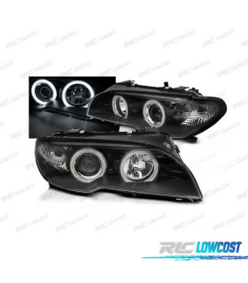 FARÓIS BMW E46 COUPE 03-06 XENON OLHOS DE ANJO CCFL FUNDO NEGRO