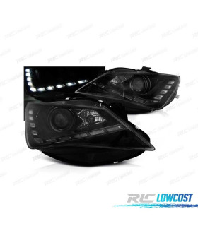 FARÓIS LUZ DIURNA LED PARA SEAT IBIZA 6J 12-15 FUNDO PRETO