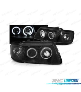FARÓIS ANGEL EYES CCFL AUDI A3 96-00 FUNDO PRETO