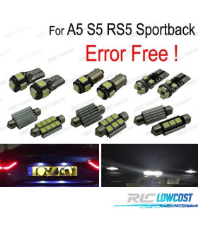 KIT COMPLETO DE 24 LÂMPADAS LED INTERIOR PARA AUDI A5 S5 RS5 SPORTBACK 2009-2015