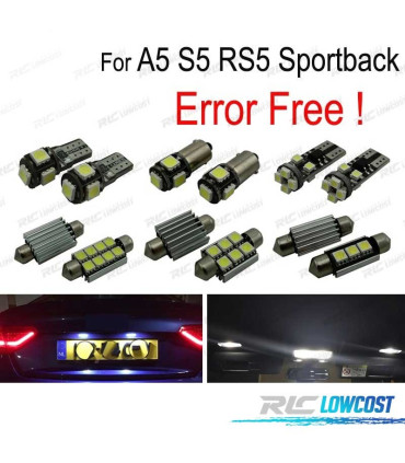 KIT COMPLETO DE 24 LÂMPADAS LED INTERIOR PARA AUDI A5 S5 RS5 SPORTBACK 2009-2015