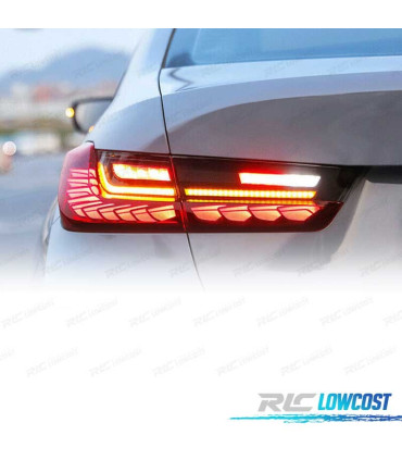 FAROLINS PARA BMW SERIE 3 G20 19-22 LIGHT BAR OLED DINAMICOS VERMELHO