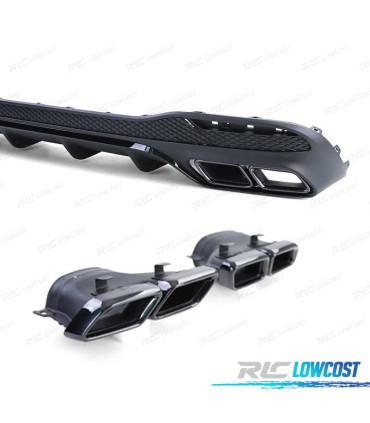 DIFUSOR MERCEDES GLE W166 SUV 15- PRETO BRILHANTE + PONTEIRAS DE ESCAPE PRETO