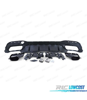 DIFUSOR MERCEDES GLE W166 SUV 15- PRETO BRILHANTE + PONTEIRAS DE ESCAPE PRETO