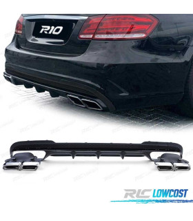 DIFUSOR MERCEDES CLASE E W212 SEDAN 13-16 LOOK AMG + PONTEIRAS DE ESCAPE CROMADAS