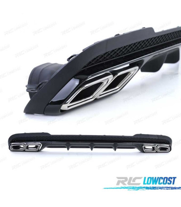 DIFUSOR MERCEDES CLASE E W212 SEDAN 13-16 LOOK AMG + PONTEIRAS DE ESCAPE CROMADAS