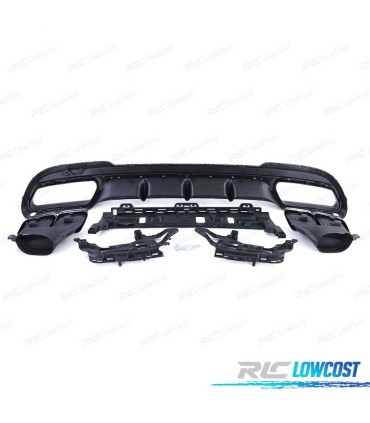 DIFUSOR MERCEDES CLASE E W212 SEDAN 13-16 LOOK AMG + PONTEIRAS DE ESCAPE CROMADAS