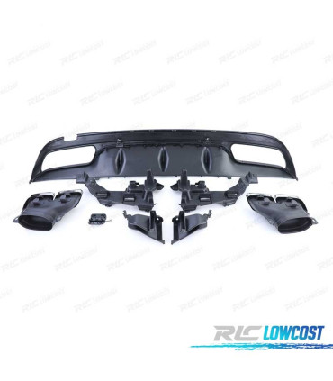 DIFUSOR MERCEDES CLASE C W205 SEDAN 14-18 LOOK AMG C63 PRETO MATE + PONTEIRAS DE ESCAPE