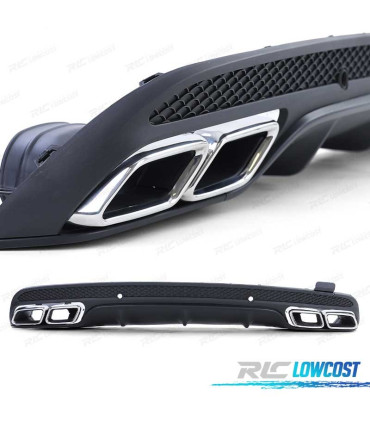 DIFUSOR MERCEDES CLASE C W205 SEDAN 14-18 LOOK AMG C63 PRETO MATE + PONTEIRAS DE ESCAPE