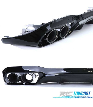 DIFUSOR MERCEDES CLASE E W213 SEDAN 16-19 LOOK AMG E53 PRETO BRILHANTE + PONTEIRAS DE ESCAPE