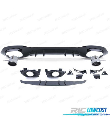 DIFUSOR MERCEDES CLASE A W177 18- A35 LOOK AMG PRETO BRILHANTE + PONTEIRAS ESCAPE