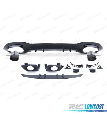DIFUSOR MERCEDES CLASE A W177 18- LOOK AMG PRETO BRILHANTE + PONTEIRAS ESCAPE