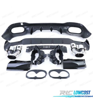 DIFUSOR MERCEDES CLA C118 19- ASPECTO AMG PRETO BRILHANTE + PONTAS DE ESCAPE