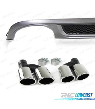 DIFUSOR AUDI A4 B8 SEDAN AVANT 07-11 LOOK S LINE SAÍDA DUPLA + PONTEIRAS ESCAPE