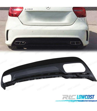 DIFUSOR TRASEIRO MERCEDES CLASE A W176 12-18 LOOK AMG A45 DUPLA SAÍDA