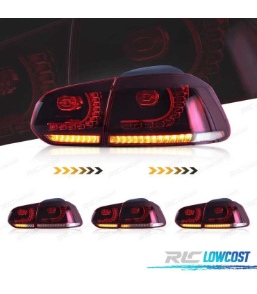 FAROLINS VOLKSWAGEN VW GOLF 6 LOOK R FULL LED DINÂMICOS VERMELHO