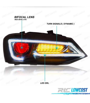 FARÓIS VOLKSWAGEN VW POLO 6R 09-17 LED LIGHT BAR DEVIL EYE