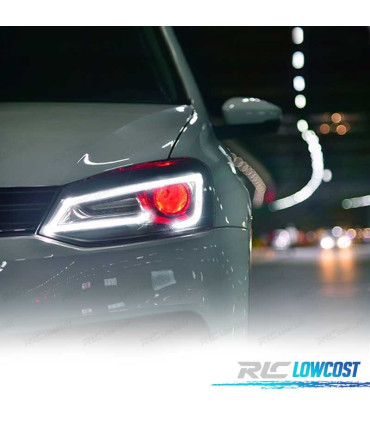 FARÓIS VOLKSWAGEN VW POLO 6R 09-17 LED LIGHT BAR DEVIL EYE