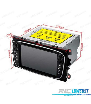 AUTO RADIO ANDROID 11 GPS ECRA TACTIL 7" PARA FORD PRETO