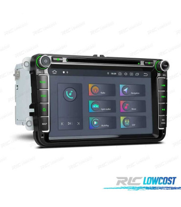 AUTO RADIO ANDROID 11 LCD TÁCTIL 8" VOLKSWAGEN VW PARA SEAT Y SKODA CARPLAY FULL RCA